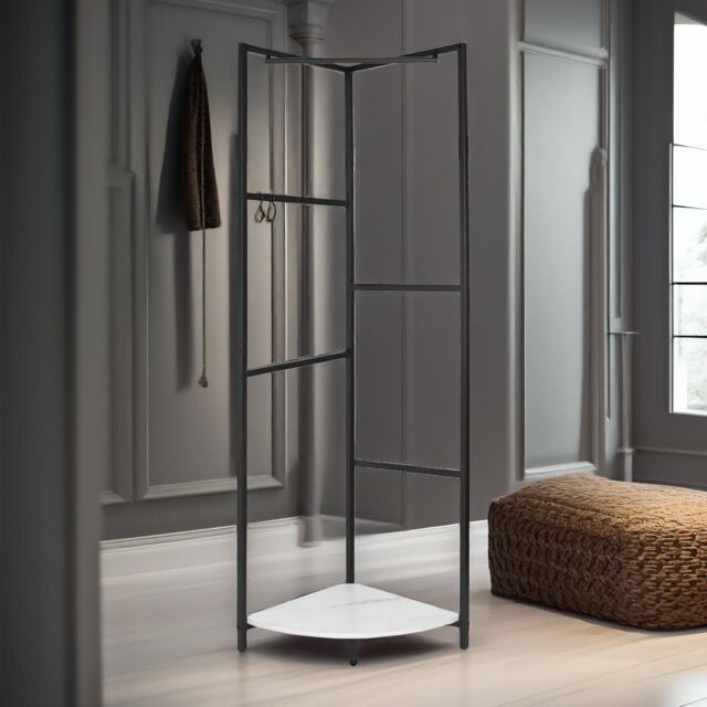 Pirlo Plush Heavy Duty Metal Coat Stand With Shelf in Black - image 1