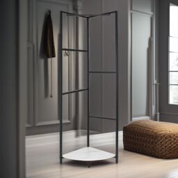 Pirlo Plush Heavy Duty Metal Coat Stand With Shelf in Black