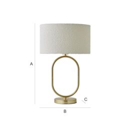 ValueLights Antonia Cream Boucle Drum Shade Brushed Gold Oval Table Lamp with LED Bulb - thumbnail 7