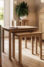 FWStyle Nest Of 2 Natural Oak Tables in Brown - thumbnail 1