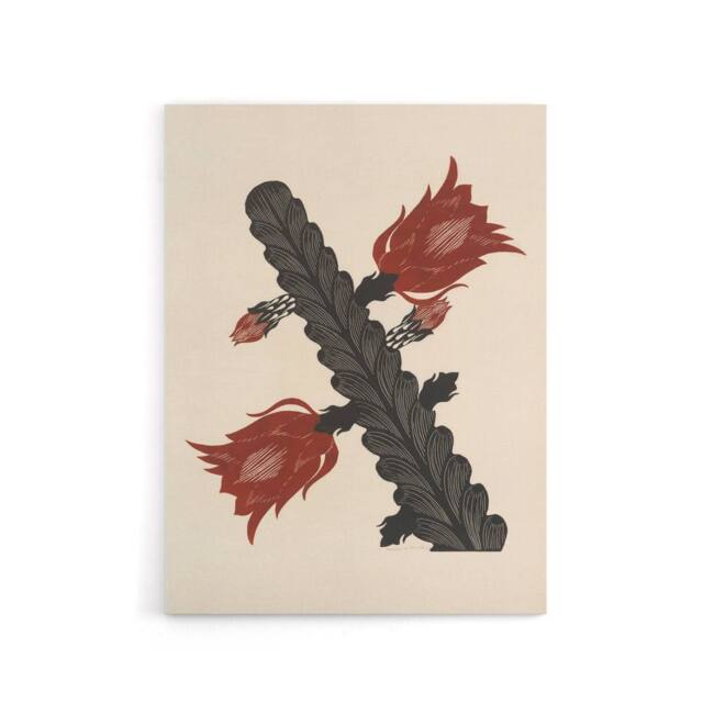 "Artery8 Stylised Blooming Cactus De Mesquita Canvas Wall Art Print in Beige - Size: W12"" x H16""" - image 1
