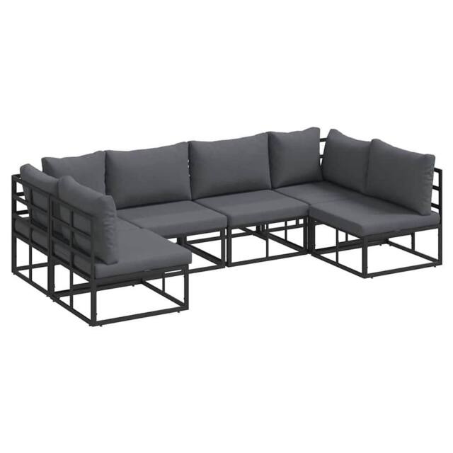 Berkfield Home Garden Sofa Set with Cushion with Pillow 6 pcs Black Aluminium - image 1