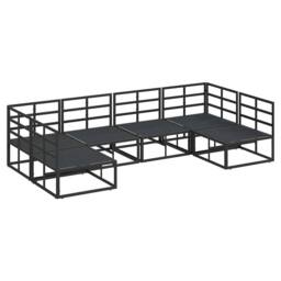 Berkfield Home Garden Sofa Set with Cushion with Pillow 6 pcs Black Aluminium - thumbnail 7