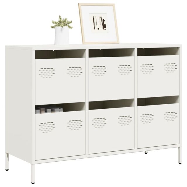 Berkfield Home Sideboard¬†White 101.5x39x73.5 cm Cold-rolled Steel in White - image 1