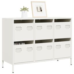 Berkfield Home Sideboard¬†White 101.5x39x73.5 cm Cold-rolled Steel in White - thumbnail 1