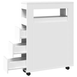 Berkfield Home Narrow Bathroom Cabinet with Wheels White Engineered Wood - thumbnail 7