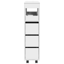 Berkfield Home Narrow Bathroom Cabinet with Wheels White Engineered Wood - thumbnail 5