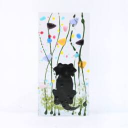 Sienna Glass Handmade Fused Glass - Tea Light Holder - Dog - Summer Meadow - thumbnail 2