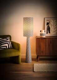 ValueLights Bertie Leopard Print Full Fabric Midi Floor Lamp in Tan - thumbnail 2