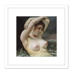 Artery8 Courbet The Woman In The Waves Painting 8X8 Inch Square Wooden Framed Wall Art Print Picture with Mount in White - thumbnail 1
