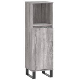 Berkfield Home Bathroom Cabinet Grey Sonoma 30x30x100 cm Engineered Wood - Size: 30 x 30 x 100 cm