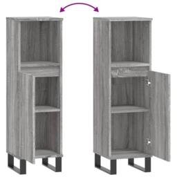 Berkfield Home Bathroom Cabinet Grey Sonoma 30x30x100 cm Engineered Wood - Size: 30 x 30 x 100 cm - thumbnail 9