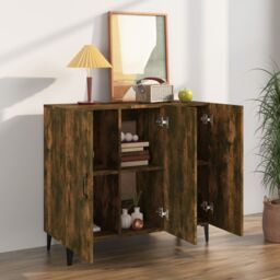 Berkfield Home Sideboard Smoked Oak 90x34x80 cm Engineered Wood in Brown - Size: 90 x 34 x 80 cm - thumbnail 3
