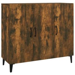 Berkfield Home Sideboard Smoked Oak 90x34x80 cm Engineered Wood in Brown - Size: 90 x 34 x 80 cm - thumbnail 2