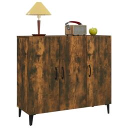 Berkfield Home Sideboard Smoked Oak 90x34x80 cm Engineered Wood in Brown - Size: 90 x 34 x 80 cm - thumbnail 4