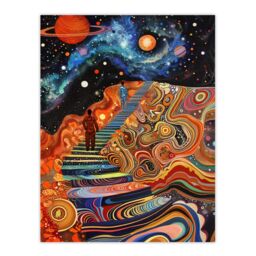 "Artery8 Psychedelic Stairway to Heaven Trippy Space Wall Art Print - Size: W12"" x H16""" - thumbnail 1