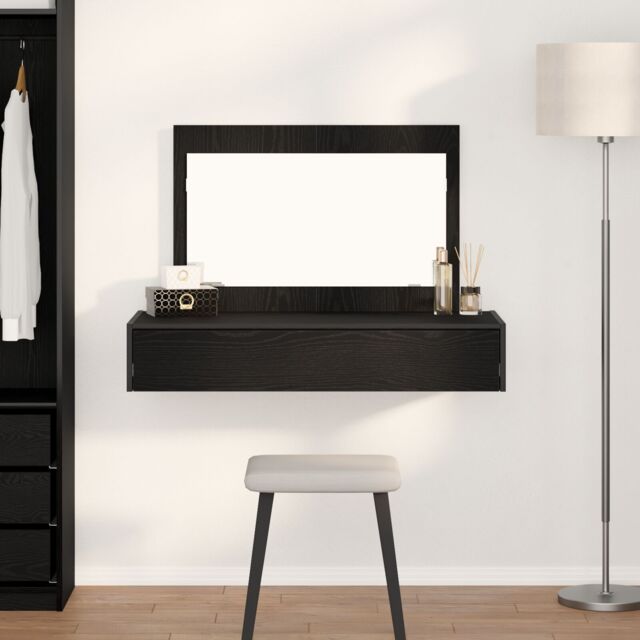 Berkfield Home Wall-Mounted Dressing Table in Black Oak, 100x40x70 cm - Size: 100 x 40 x 70 cm - image 1