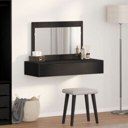 Berkfield Home Wall-Mounted Dressing Table in Black Oak, 100x40x70 cm - Size: 100 x 40 x 70 cm - thumbnail 4