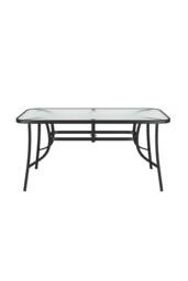 Living and Home Tempered Glass Outdoor Coffee Table and 6 Rattan Chairs Set in Black - thumbnail 3