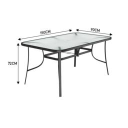 Living and Home Tempered Glass Outdoor Coffee Table and 6 Rattan Chairs Set in Black - thumbnail 9