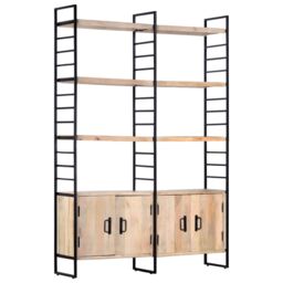 Berkfield Home 4-Tier Bookcase 124x30x180 cm Solid Mango Wood in Brown - Size: 124 x 30 x 180 cm - thumbnail 1