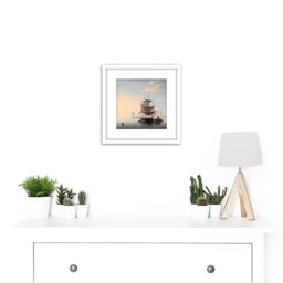 Artery8 Lane Harbour Of Boston City In Distance 8X8 Inch Square Wooden Framed Wall Art Print Picture with Mount in White - thumbnail 2