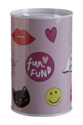Orsina Fun Times Small Money Tin, Cute Metal Saving Box With Slot Lid, Pastel-Coloured Metal Coin Tin For Kids