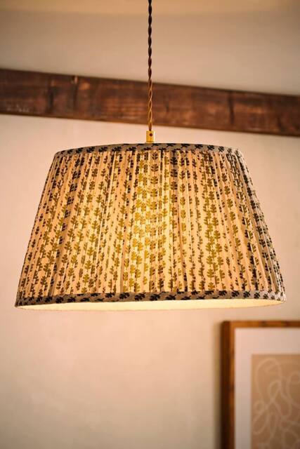 ValueLights Grange Large 45cm Floral Pleated Ceiling Pendant Lamp Shade with Bulb in Pale Green - image 1