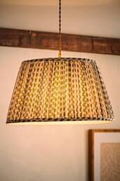 ValueLights Grange Large 45cm Floral Pleated Ceiling Pendant Lamp Shade with Bulb in Pale Green - thumbnail 1