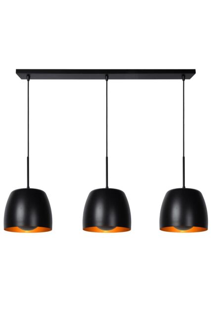 Lucide 'NOLAN' Dimmable Stylish Adjustable Indoor Bar Pendant Light 3xE27 in Black - image 1