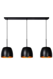 Lucide 'NOLAN' Dimmable Stylish Adjustable Indoor Bar Pendant Light 3xE27 in Black - thumbnail 1