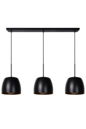Lucide 'NOLAN' Dimmable Stylish Adjustable Indoor Bar Pendant Light 3xE27 in Black - thumbnail 2