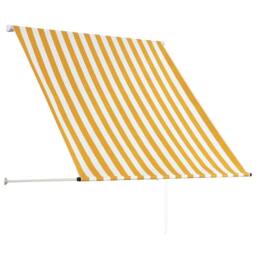 Berkfield Home Retractable Awning 100x150 cm Yellow & White - thumbnail 1