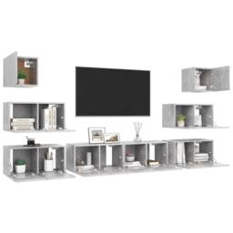Berkfield Home 8 Piece TV Cabinet Set Concrete Grey Engineered Wood - thumbnail 3