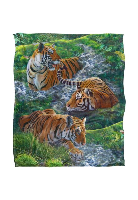 JQ Licensing Jmm-Jp Tigers In Water Silky Touch Super Soft Throw Blanket 152 X 127 cm in White - image 1