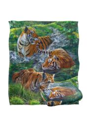 JQ Licensing Jmm-Jp Tigers In Water Silky Touch Super Soft Throw Blanket 152 X 127 cm in White - thumbnail 2