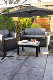 Groundlevel 3m Outdoor Cantilever Banana Garden Parasol in Grey - thumbnail 2
