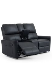 More4Homes Madrid 2 Seater W Console Manual Air Leather Recliner Sofa in Black - thumbnail 3