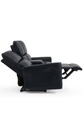 More4Homes Madrid 2 Seater W Console Manual Air Leather Recliner Sofa in Black - thumbnail 5