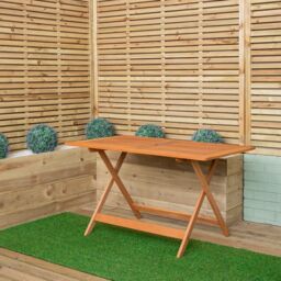 Samuel Alexander 6 Person Folding Wooden Garden Dining Table Chairs Parasol & Base in Black - thumbnail 4