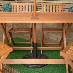 Samuel Alexander 6 Person Folding Wooden Garden Dining Table Chairs Parasol & Base in Black - thumbnail 3