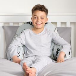 OHS Fleece Bed Reading Pillow Kids Football Chair Support with Arms Lumbar Backrest in Grey - thumbnail 4