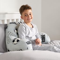 OHS Fleece Bed Reading Pillow Kids Football Chair Support with Arms Lumbar Backrest in Grey - thumbnail 3