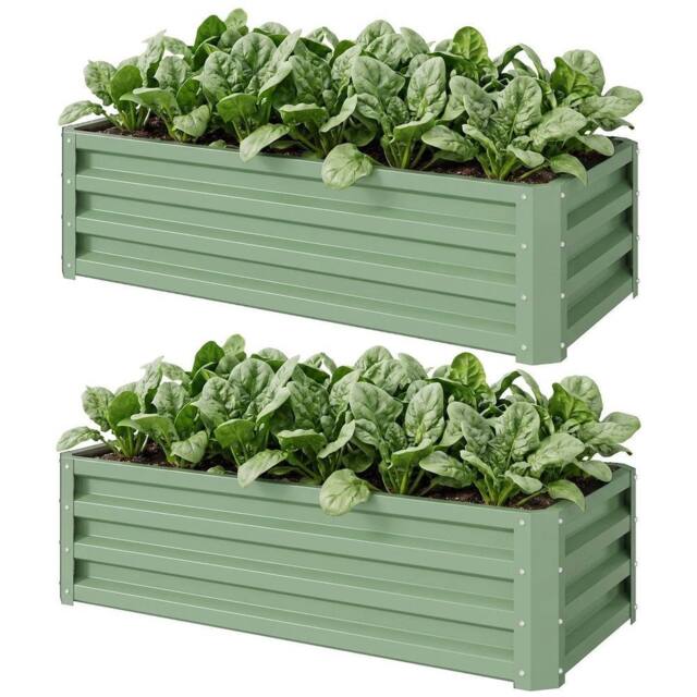 KORVIXA Set of 2 Raised Garden Bed Galvanised Planter Box in Green - Size: 1.25kg - image 1