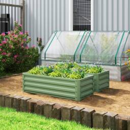 KORVIXA Set of 2 Raised Garden Bed Galvanised Planter Box in Green - Size: 1.25kg - thumbnail 3