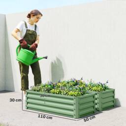KORVIXA Set of 2 Raised Garden Bed Galvanised Planter Box in Green - Size: 1.25kg - thumbnail 2
