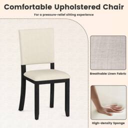 Gymax 2 Pack Wooden Upholstered Dining Chairs With Soft Padded Seat in Beige - thumbnail 4