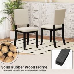 Gymax 2 Pack Wooden Upholstered Dining Chairs With Soft Padded Seat in Beige - thumbnail 5