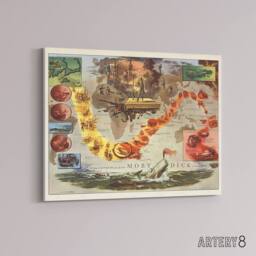 "Artery8 Map Everett 1956 Melville Moby Dick Canvas Wall Art Print - Size: W18"" x H24""" - thumbnail 2