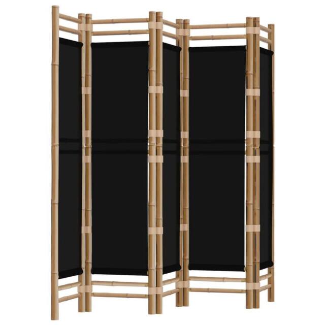 Berkfield Home Folding 5-Panel Room Divider 200 cm Bamboo & Canvas in Black - image 1